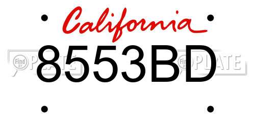 8553BD California License Plate