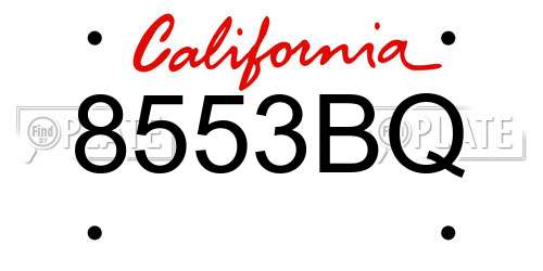 8553BQ California License Plate