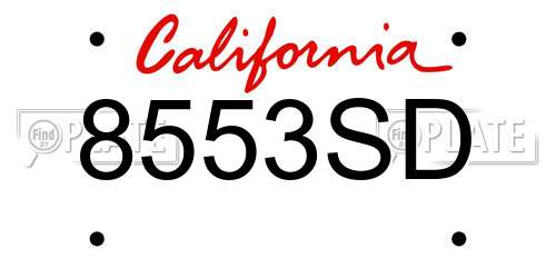 8553SD California License Plate