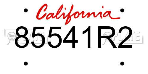85541R2 California License Plate