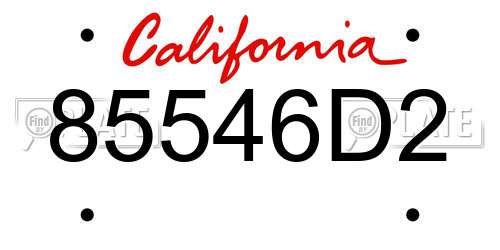 85546D2 California License Plate