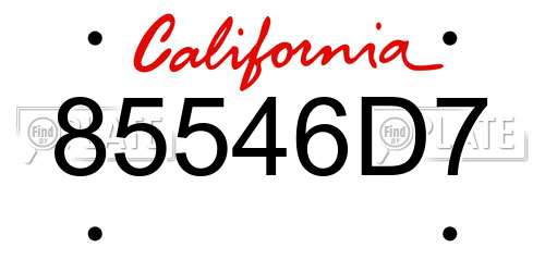 85546D7 California License Plate