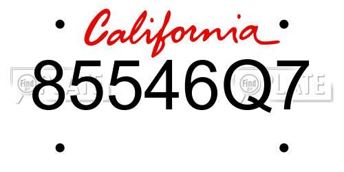85546Q7 California License Plate
