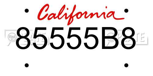 85555B8 California License Plate