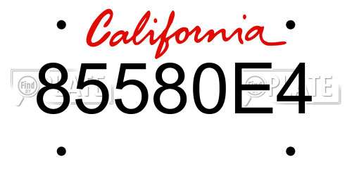 85580E4 California License Plate