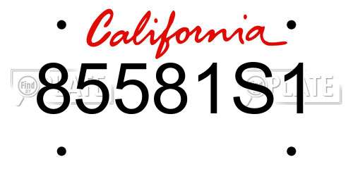 85581S1 California License Plate