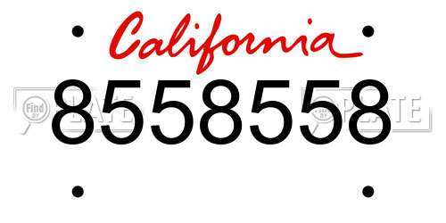 8558558 California License Plate