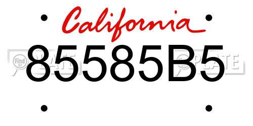 85585B5 California License Plate