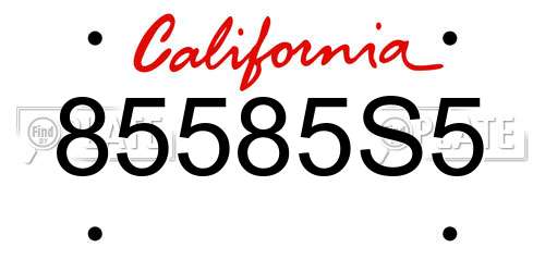 85585S5 California License Plate