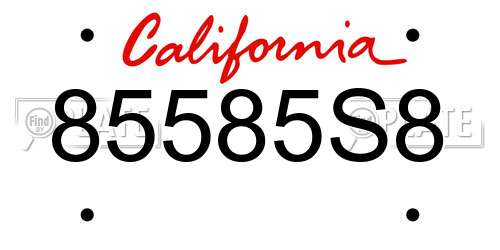 85585S8 California License Plate