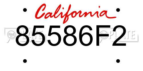 85586F2 California License Plate