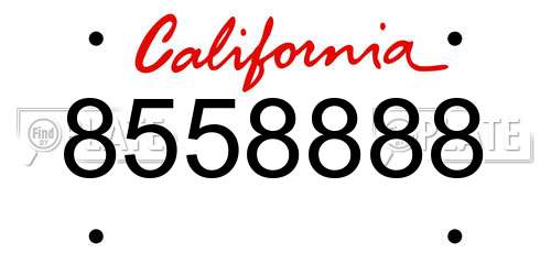 8558888 California License Plate