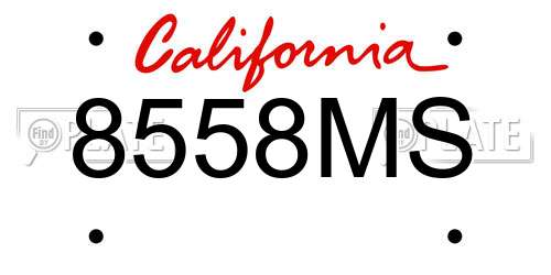 8558MS California License Plate
