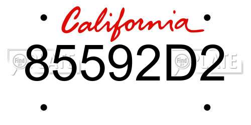 85592D2 California License Plate