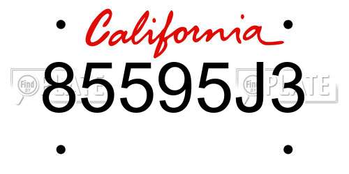 85595J3 California License Plate