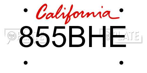 855BHE California License Plate