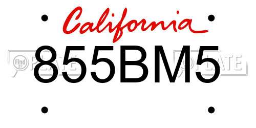 855BM5 California License Plate