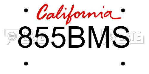 855BMS California License Plate
