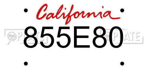 855E80 California License Plate