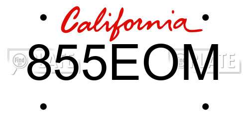 855EOM California License Plate