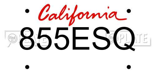 855ESQ California License Plate
