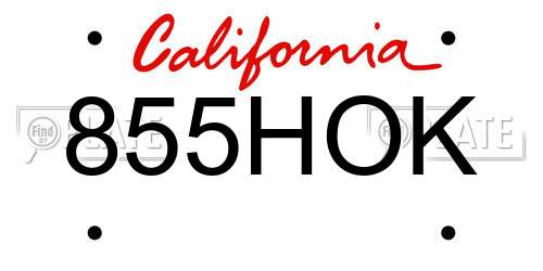 855HOK California License Plate