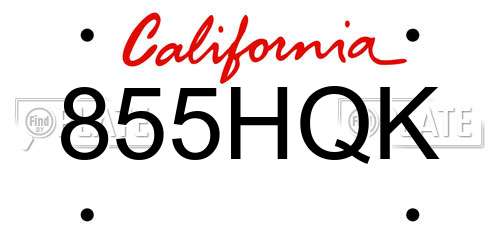 855HQK California License Plate