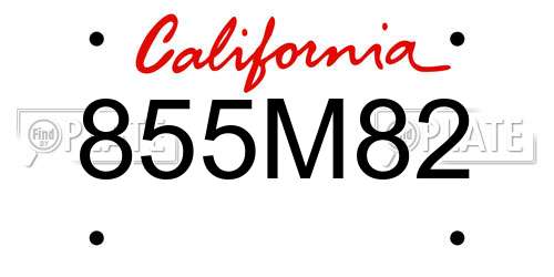 855M82 California License Plate