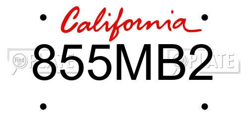 855MB2 California License Plate