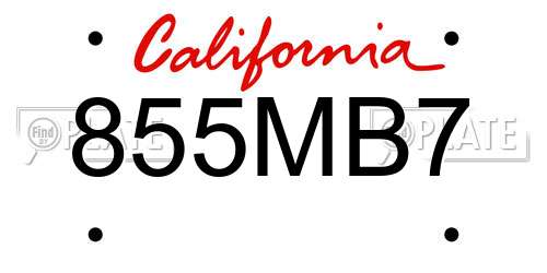 855MB7 California License Plate