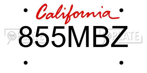 855MBZ California License Plate