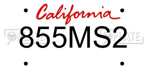 855MS2 California License Plate