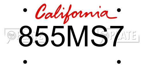 855MS7 California License Plate