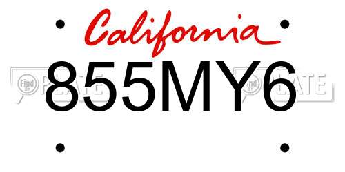 855MY6 California License Plate