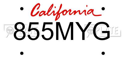 855MYG California License Plate