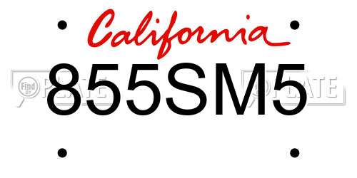 855SM5 California License Plate