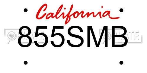 855SMB California License Plate