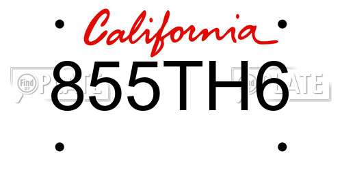 855TH6 California License Plate