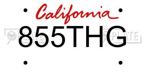 855THG California License Plate