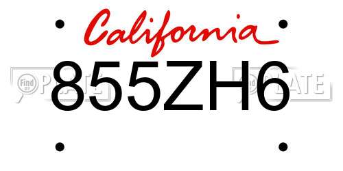 855ZH6 California License Plate
