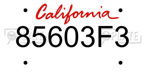 85603F3 California License Plate