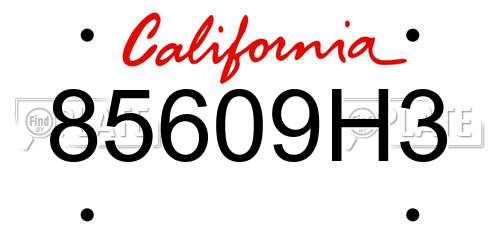 85609H3 California License Plate