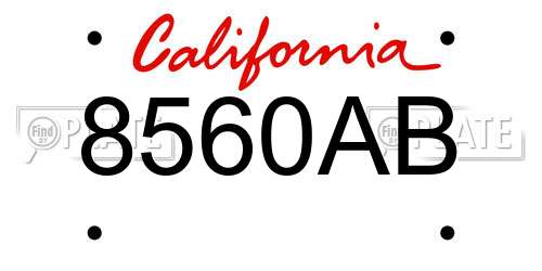 8560AB California License Plate