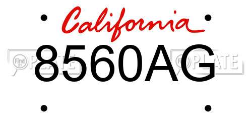 8560AG California License Plate