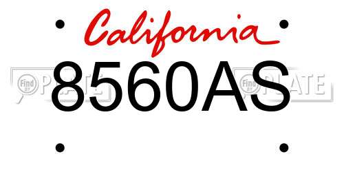 8560AS California License Plate
