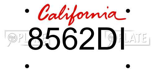 8562DI California License Plate