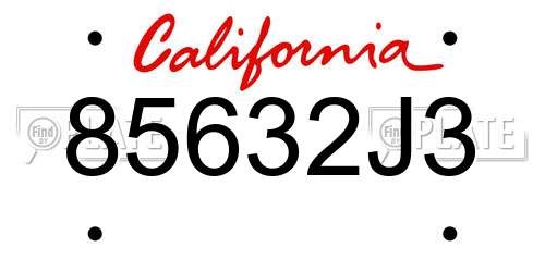 85632J3 California License Plate