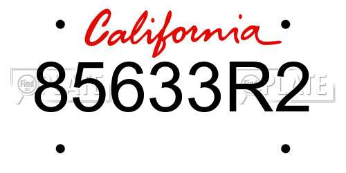 85633R2 California License Plate