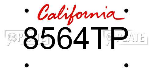 8564TP California License Plate