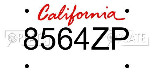 8564ZP California License Plate